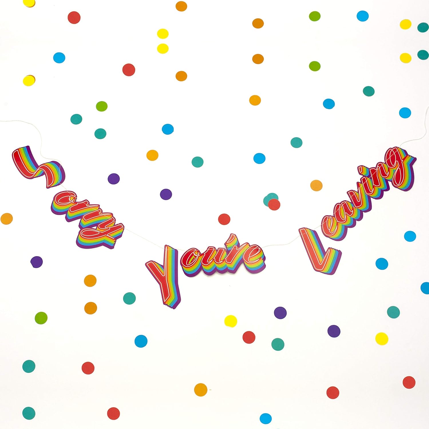 On The Wall Party Banner - Sorry You’re Leaving Stitched Garland - 1.5 cm, Multicoloured