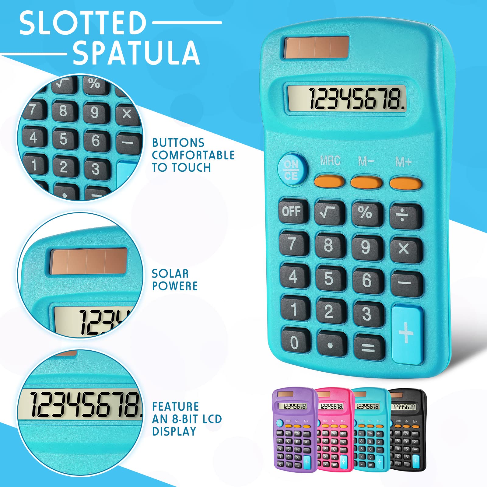 12 Pack Pocket Size Mini Calculator Basic Calculator for Students 8 Digit Display Solar Battery Dual Power Small Desktop Home Office School Students Kids, 4 Colors