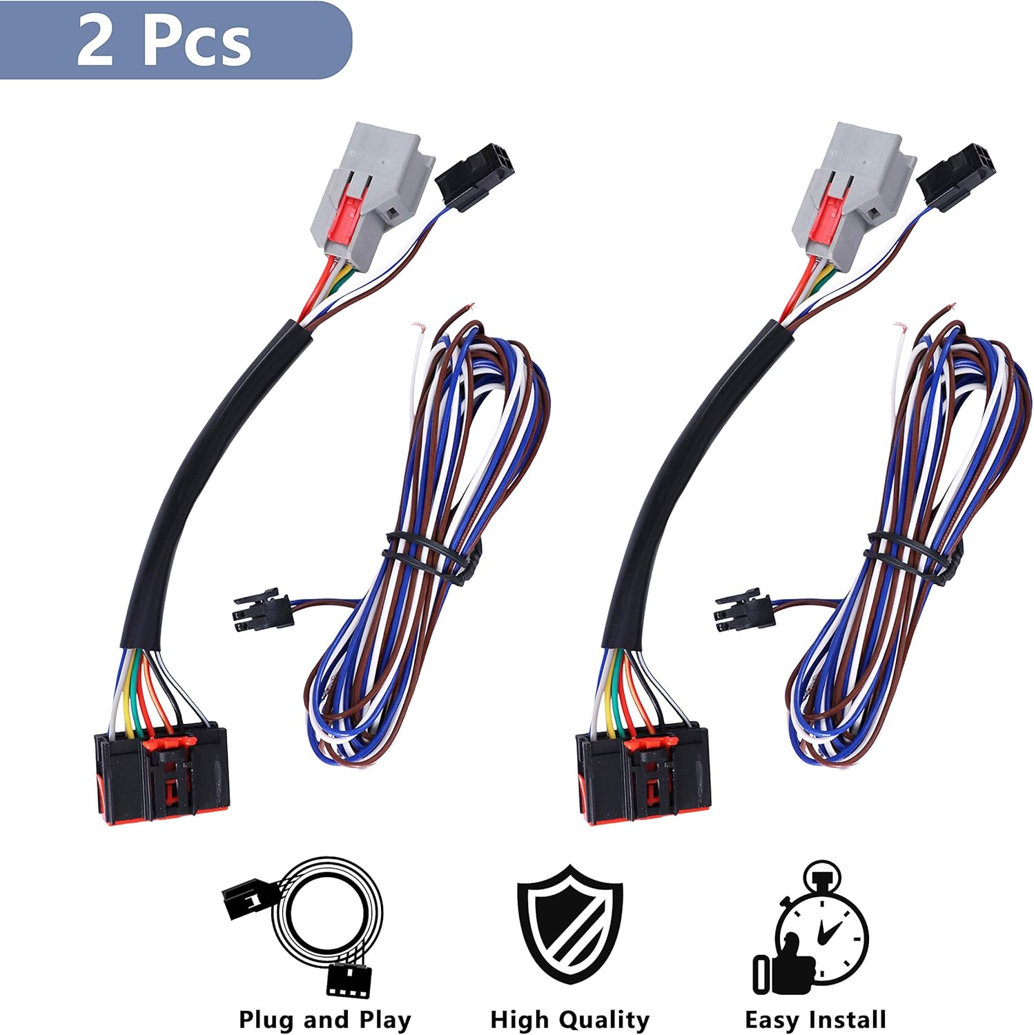 2x Conversion Harness Adapter Wiring Connector 8 pin to 22 pin Tow Mirrors For 2015