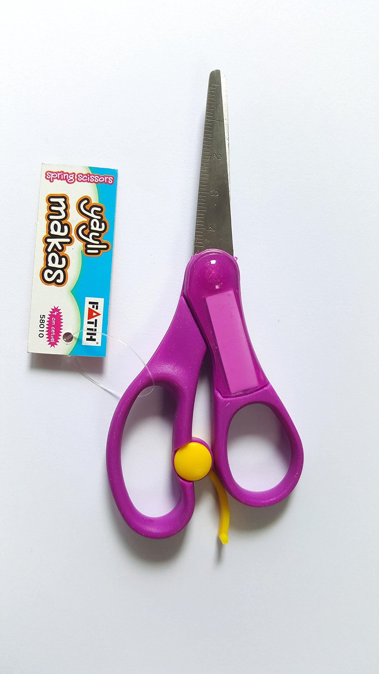 Spring-Loaded Nametag Ruler Children's Scissors. Great Quality. 13.5cm Long (Purple)