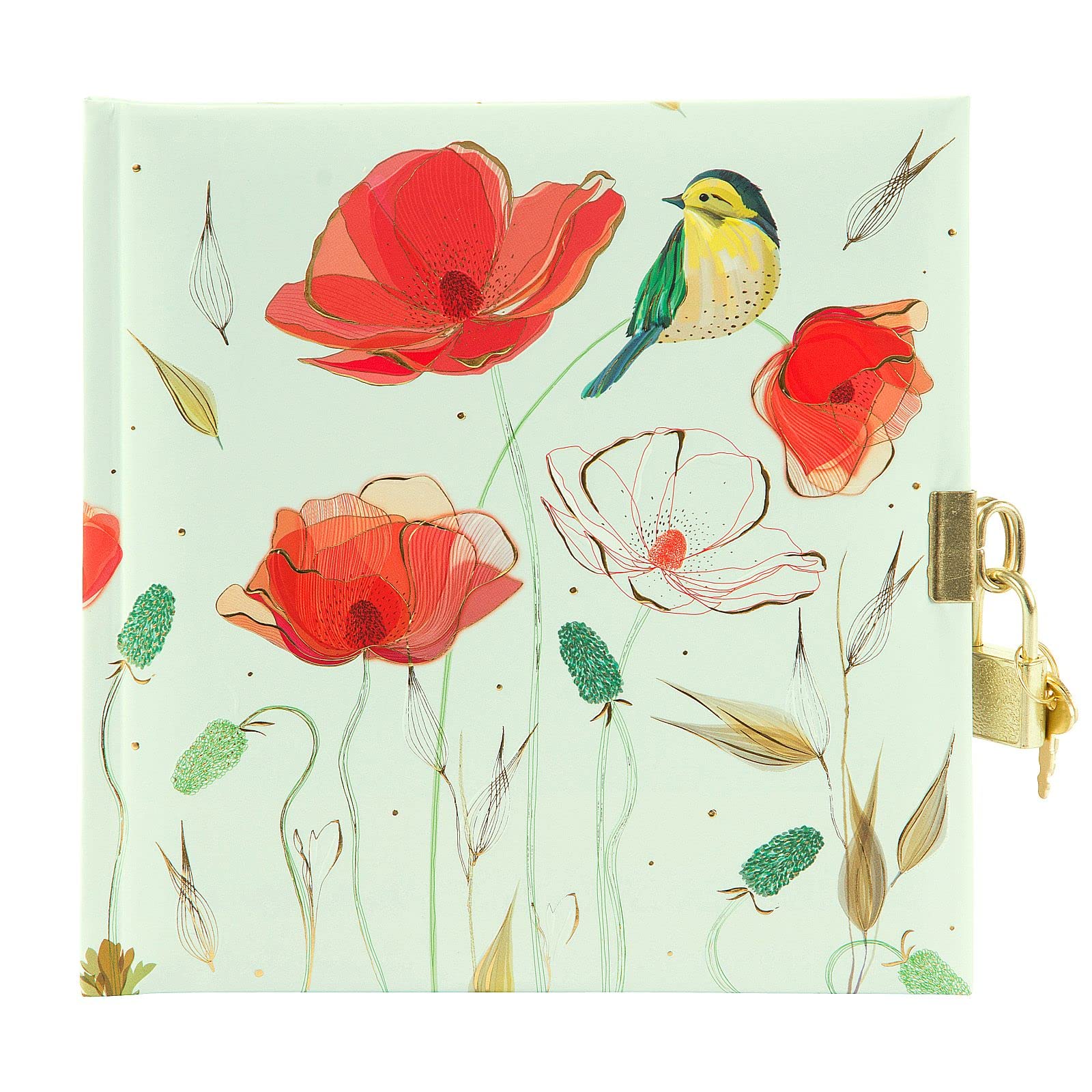 goldbuch 44 485 Tender Flowers Diary in Turnowsky Design, 96 White Pages, Lockable Notebook, Journal with Lock, Cover with Art Print Paper, Gold Embossing and Relief, Approx. 16.5 x 16.5 cm