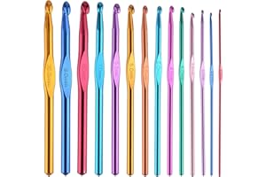 BCMRUN 14 pcs Multicolor Aluminum Crochet Hooks Knitting Needles Craft Yarn 2-10mm …