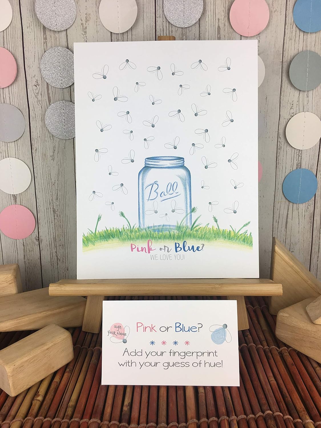 Amazon Com Firefly Gender Reveal Thumb Print Gender Guess Mason Jar Gender Reveal Ideas Handmade