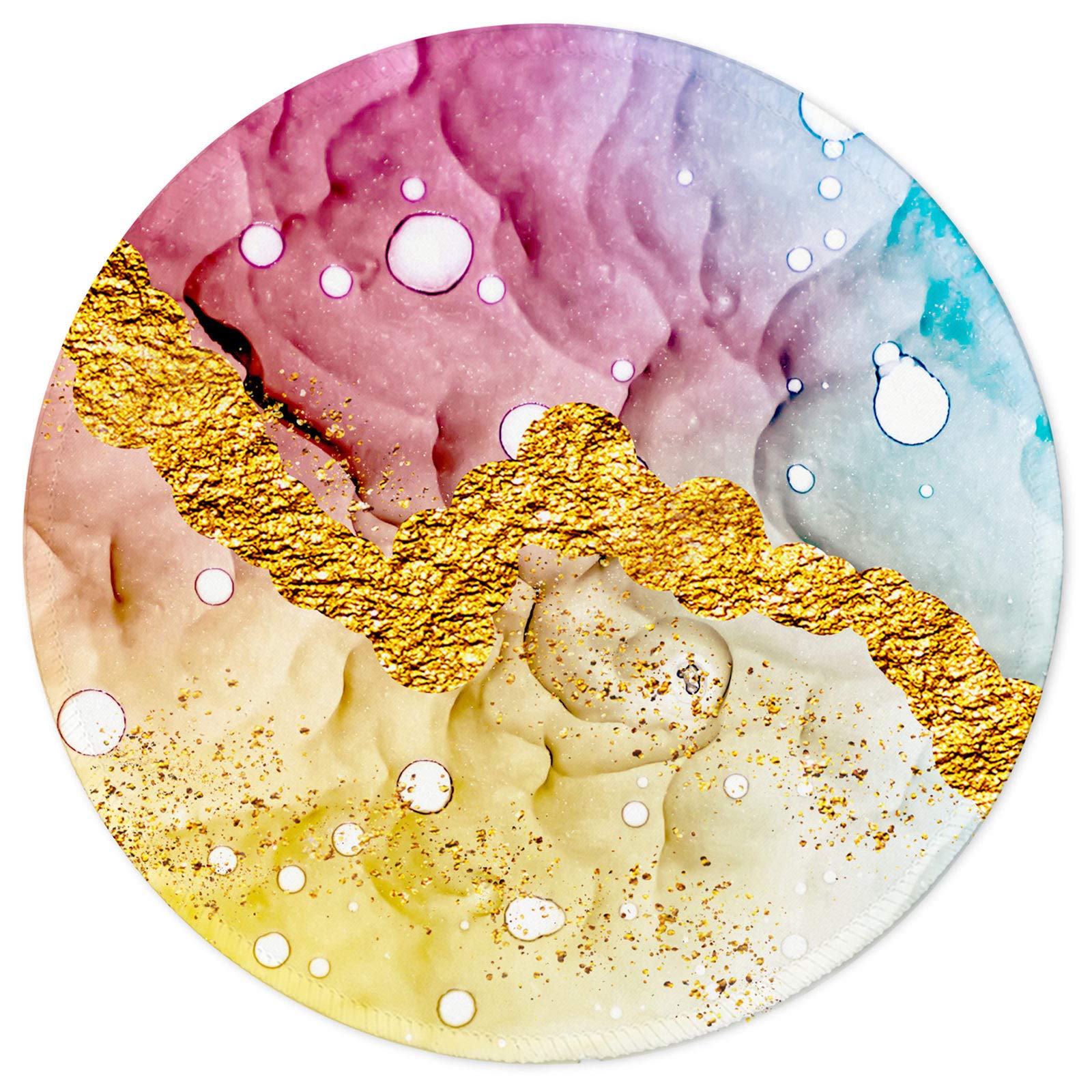NNAKAPAKA Mouse Pad,Anti Slip Rubber Round Mousepads Desktop Notebook Mouse Mat for Working and Gaming (Bright Colorful Marble)
