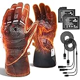IRON JIA'S Heated Motorcycle Gloves, 7.6V 3000mAh Rechargeable Battery, Waterproof Touchscreen Winter Gloves with Smart Temperature Control, Dual-Power System (Battery & Direct USB)