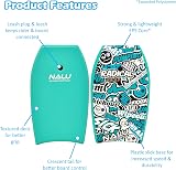 Nalu Bodyboard 33in Teal with Leash Crescent Tail XPE Core Beginner Board view 3