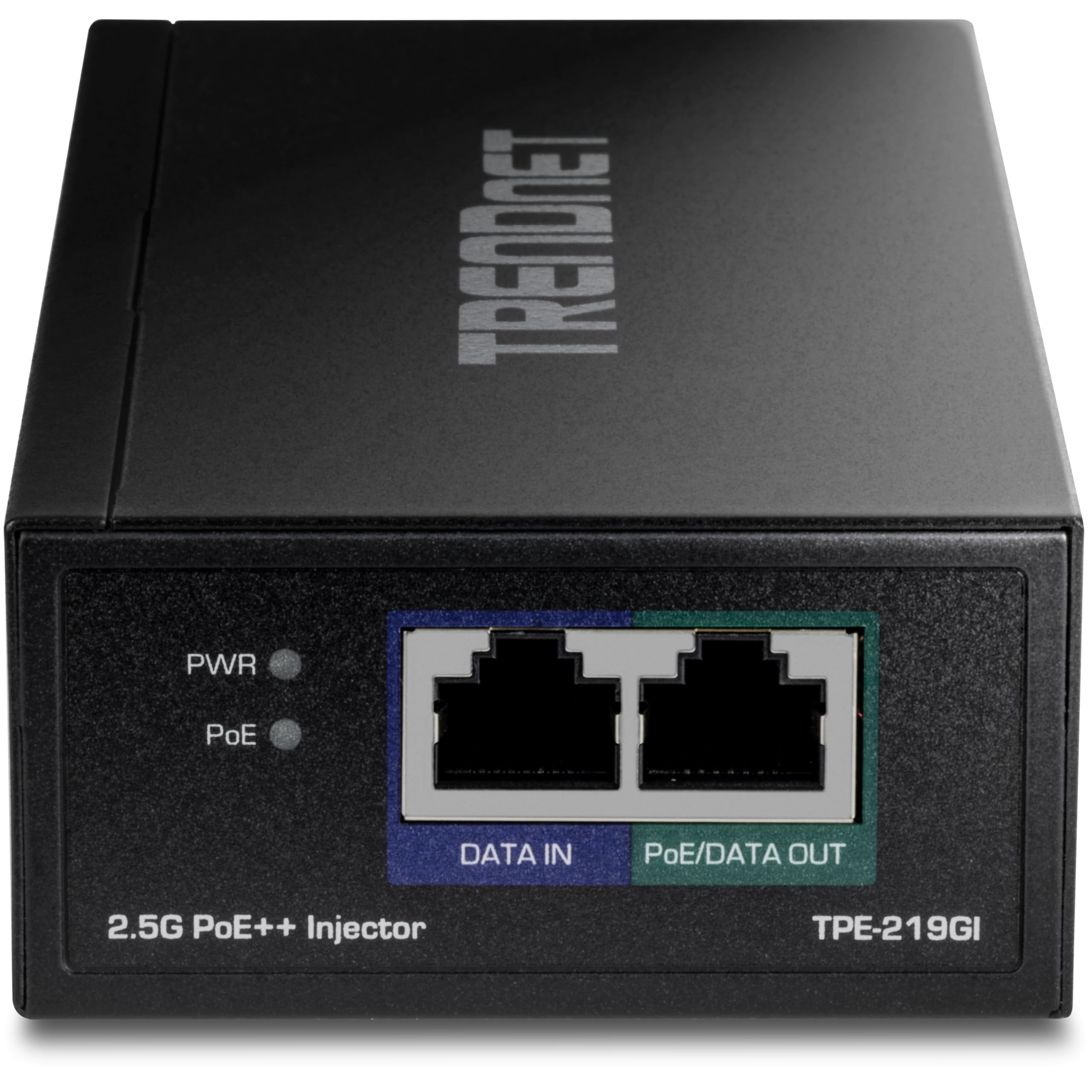 TRENDnet 2.5G PoE++ Injector, TPE-219GI, 90W PoE++, 30W PoE+, 15.4W PoE, IEEE 802.3 bt /802.3at/802.3af Compliant, Metal Housing, Up to 100m (328 ft.), Black