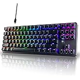 TECWARE Phantom+ 87 Key RGB Mechanical Gaming Keyboard, Black | TKL Thocky Creamy Keyboard, Hot Swappable, Double Shot ABS Keycaps, Wired USB-C, N-Key Rollover | Wraith Brown Linear Switch