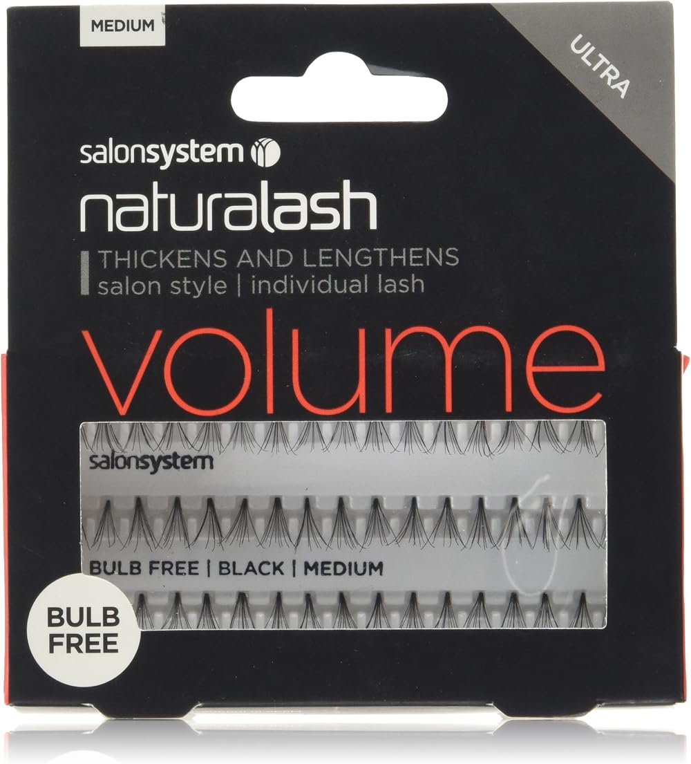Salon System Individual Bulb Free Ultra Black Medium Flare Lashes