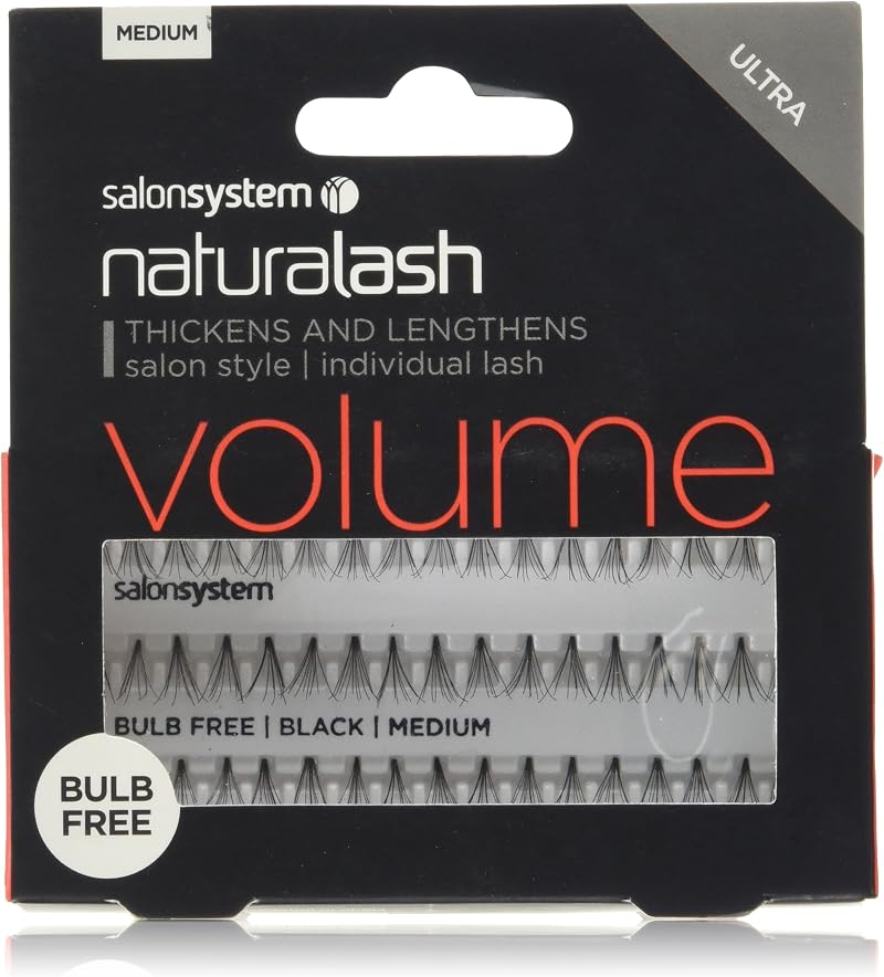 Salon System Individual Bulb Free Ultra Black Medium Flare Lashes