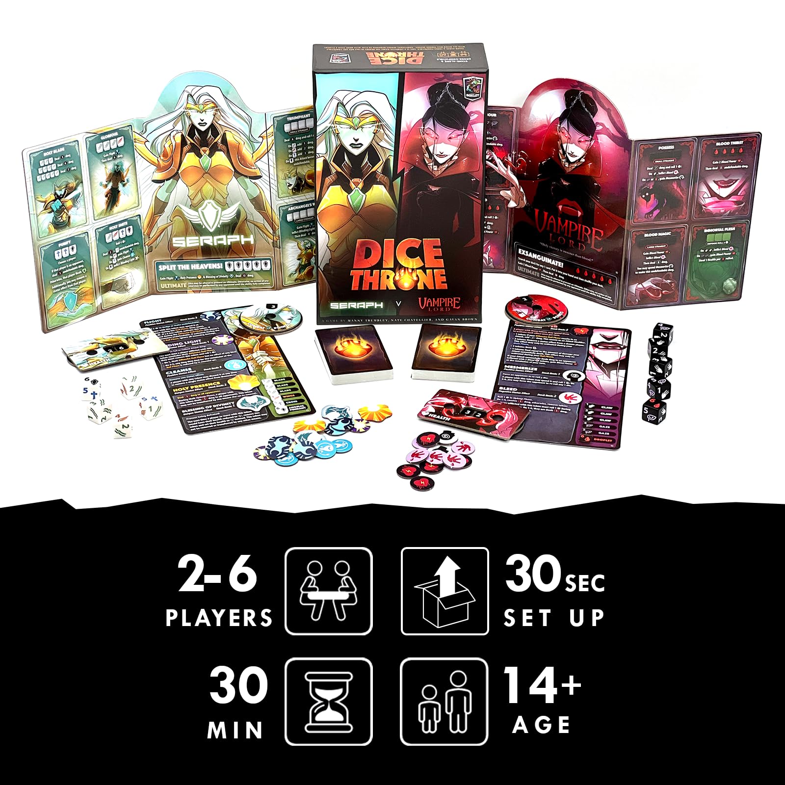 Dice Throne - Two Hero Box - Seraph v Vampire Lord - Fast Playing Collectible Tabletop Game