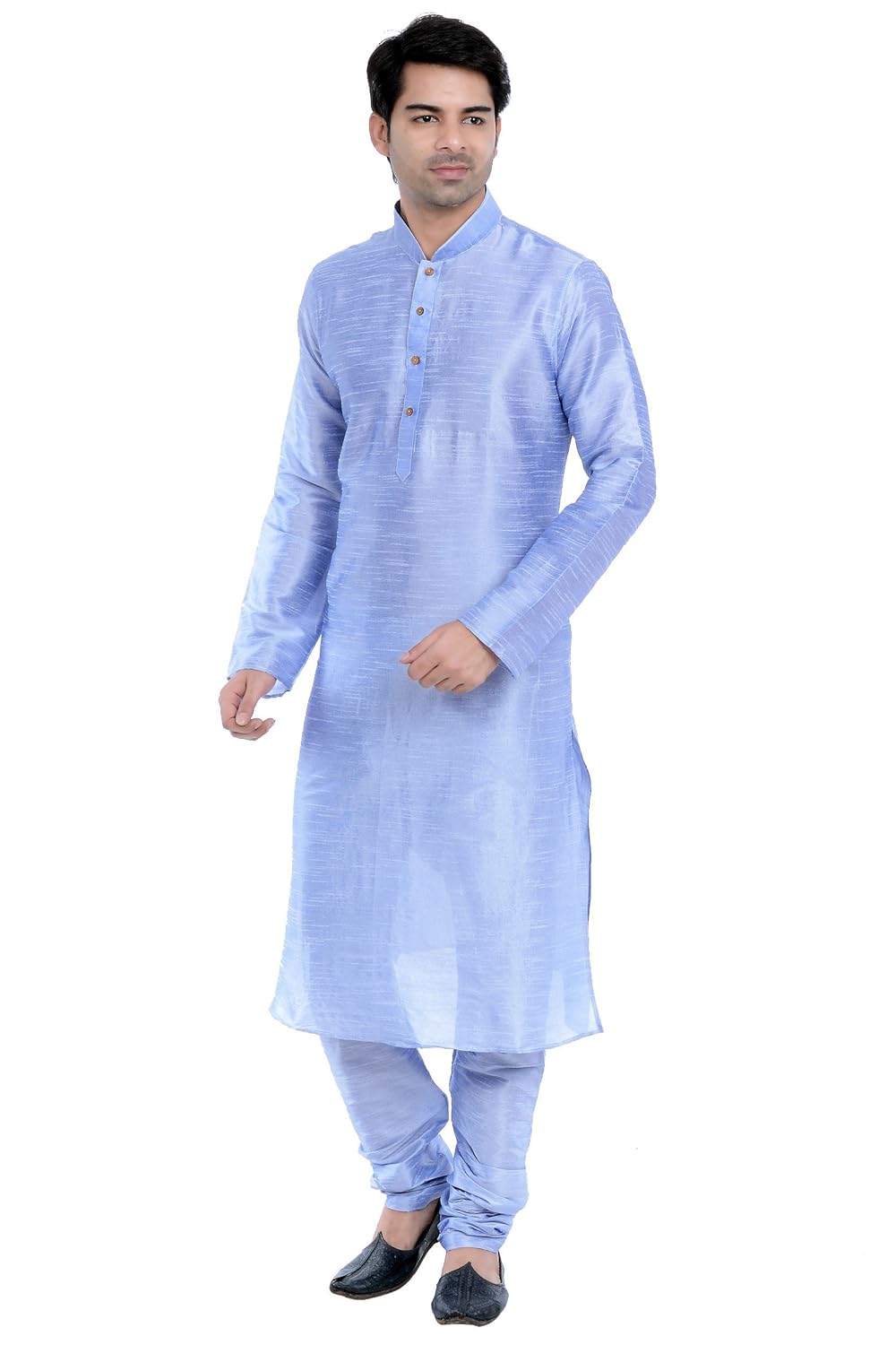 vastramay men cotton silk kurta and pyjama set (bluish white_vasmkha001npha)