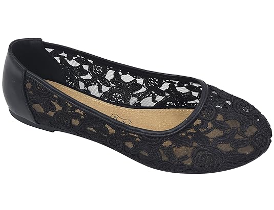 Greatonu Damen Geschlossene Ballerinas Spitze Flache Sandalen