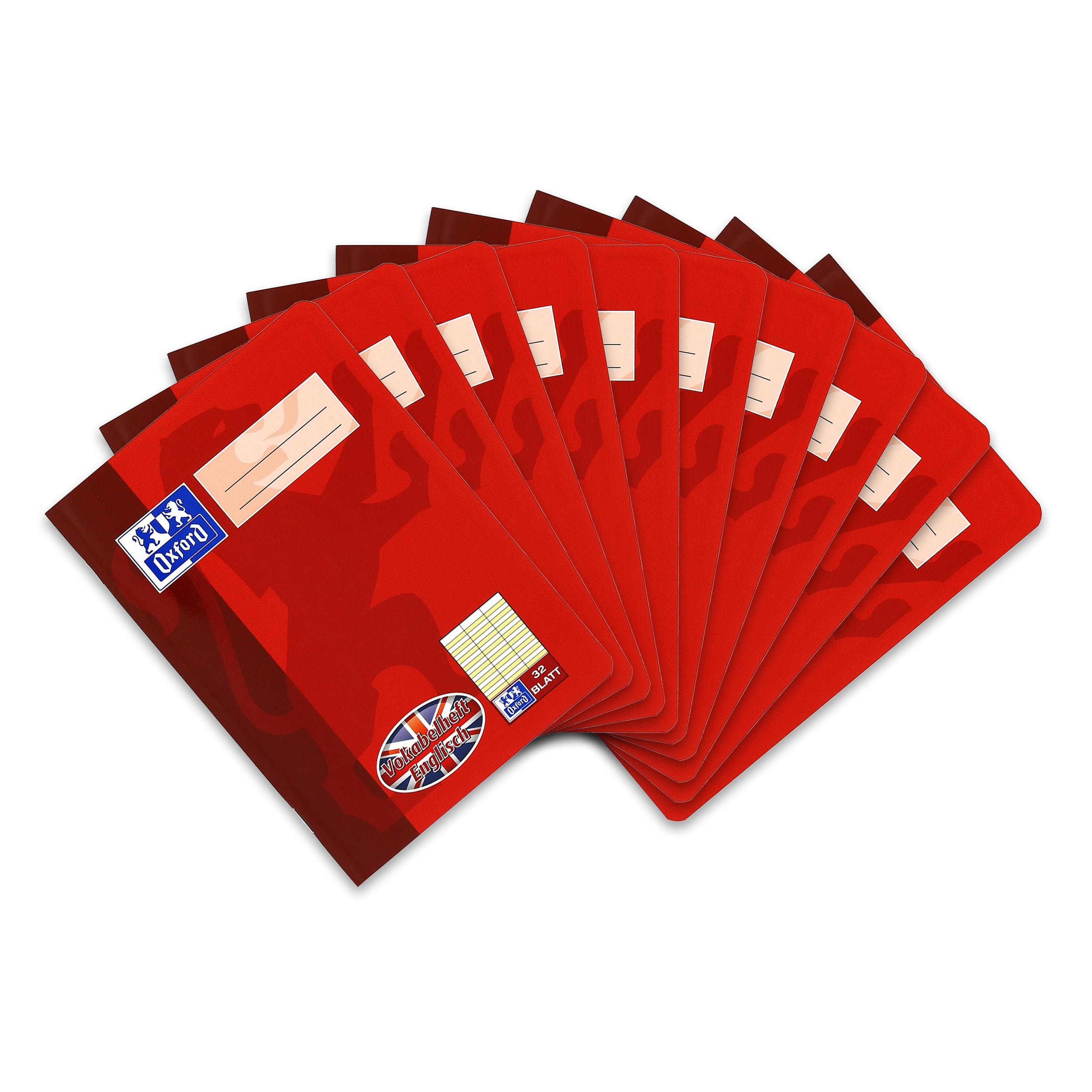 Oxford 100420110 English Vocabulary Pad A5 32 Sheets 90 GSM Optic Paper Pack of 10 Red