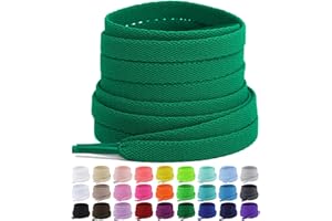 Puzeam Upgrade Tight Weave Flat Shoelaces 28 Colors 5/16" Wide Shoe Laces for Sneakers - 2Pairs
