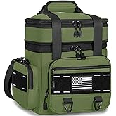 TENKIST Expandable Tactical Lunch Box, Large Insulated Lunch Cooler Bag Heavy Duty Leakproof Lunch Pail for Men Adults Work Office Outdoor Picnic Trips,16L,Army Green