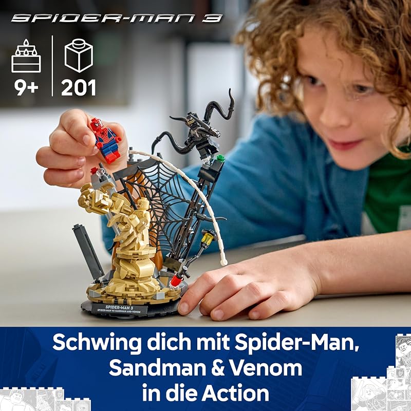 | Marvel Großer Showdown: Spider-Man vs. Sandman - Spiderman Spielzeug mit 3 Minifiguren - Spider Man, Venom und Sandma - Kinder Geschenk für Jungen ab 9 Jahren, Mädchen und Fans - 76334