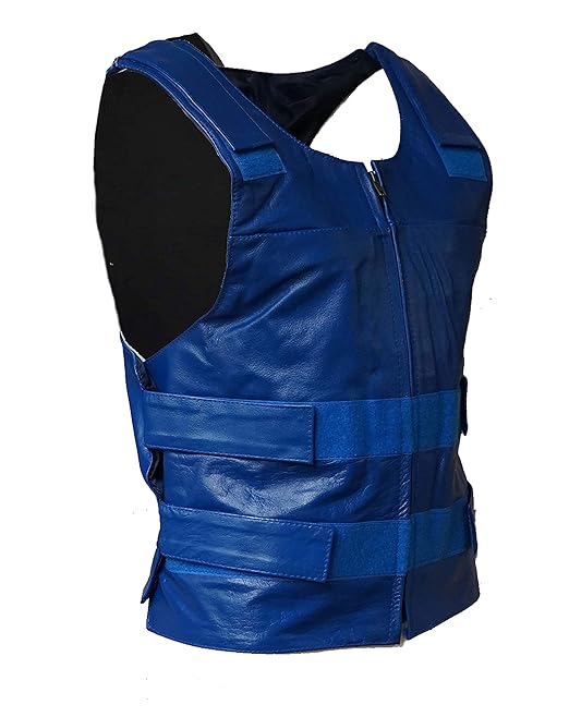 IKleather Mens Bullet Proof style Leather Motorcycle Vest