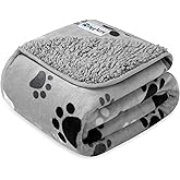 PetAmi Waterproof Dog Blanket for Medium Large Dogs, Pee Proof for Couch Bed, Reversible for Puppy Indoor Cat, Soft Fleece Washable, 40x60 Paw Gray