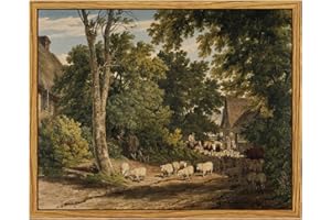 InSimSea Vintage Framed Wall Art Room Decor 8x10in Classical Countryside Landscape Watercolor Painting Canvas Prints Wall Art for Living Room Badroom Farmhouse Bathroom Decor