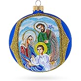 Sacred Holy Family Glass Ball Christmas Ornament 4 Inches
