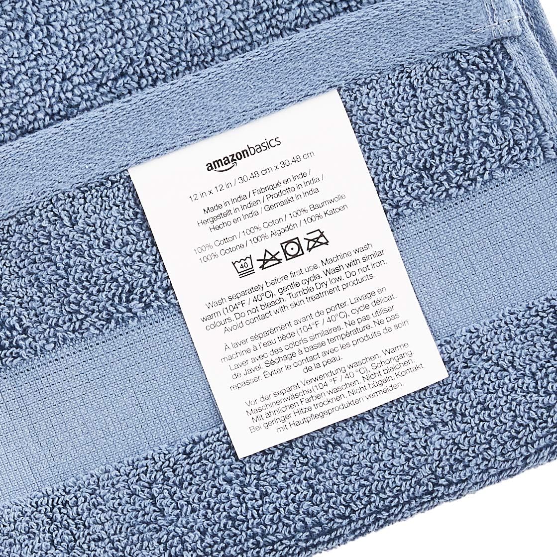 Basics Dual Performance Washcloths - 12-Pack, True Blue: Home & Kitchen
