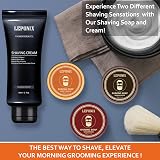 LEPONIX Shaving Soap Kit Men Sandalwood Cedar Sweet Orange 3 Bars & Cream view 2