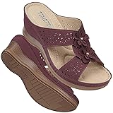 TEMOFON Womens Wedge Sandals Leather: Casual Dressy