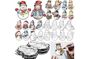 Simgoing 40Pcs Christmas Fuzzy Velvet Coloring Posters Christmas Crafts DIY Project Xmas Fuzzy Felt Coloring Arts Xmas Snowman Gingerbread Posters for Family Craft Gifts Party Favor(Snowman)