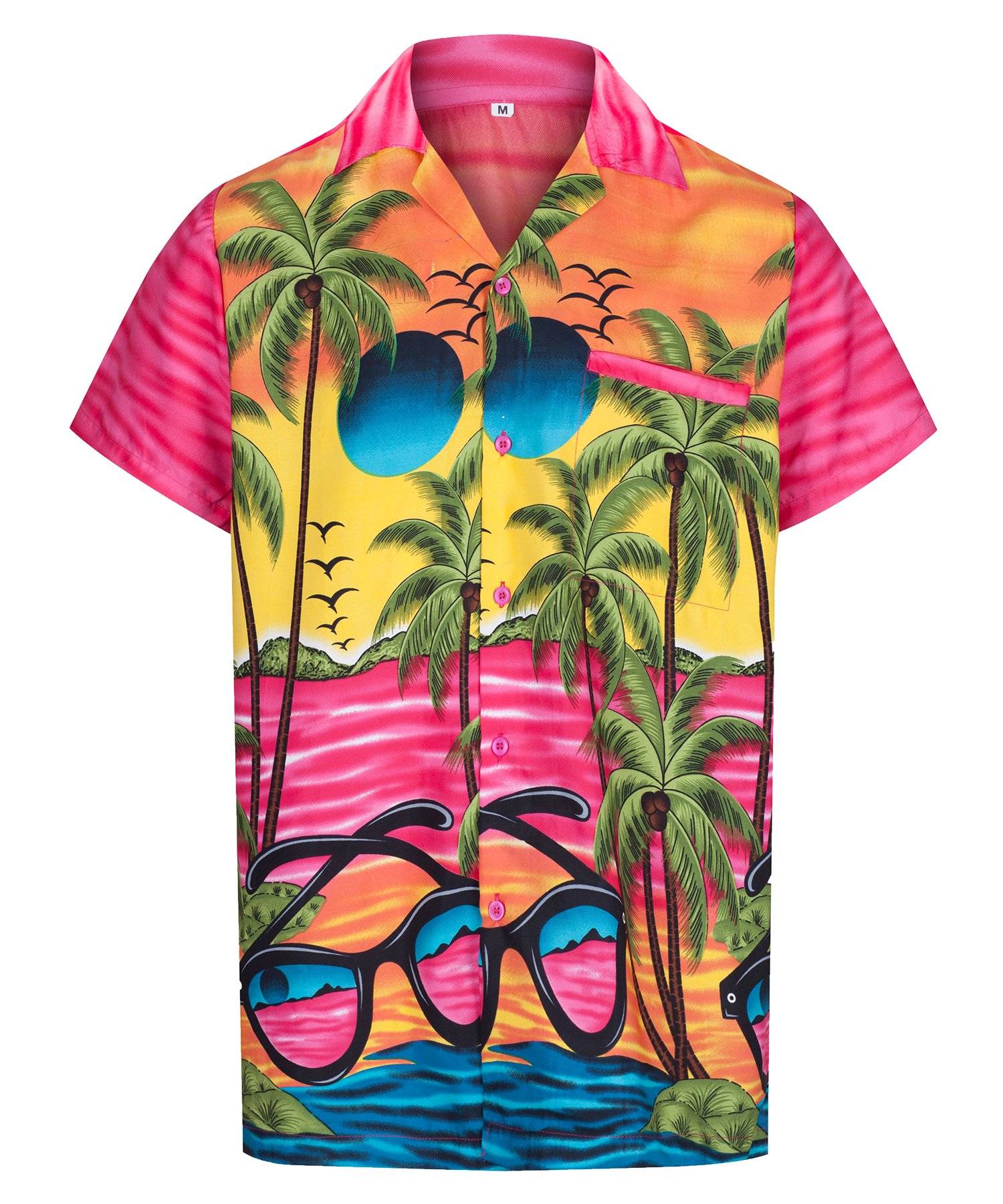 Mens Hawaiian Shirt Short Sleeve STAG Beach Holiday Sunglasses Style Fancy Dress Hawaii