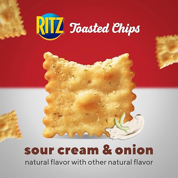 RITZ TOASTED CHIPS SOUR CREAM AND ONION CRACKERS, PARTY SNACKS, FAMILY SIZE, 11.4 OZ