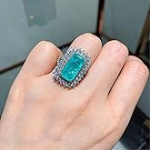 925 Sterling Silver Shiny Full Diamond Gemstone Ring 18K Gold Square Cut 3ct Cubic Zirconia Wide Band Cocktail Ring CZ Diamond Multi Row Rings Eternity Engagement Wedding Band Ring Z.128 (US Code 7)