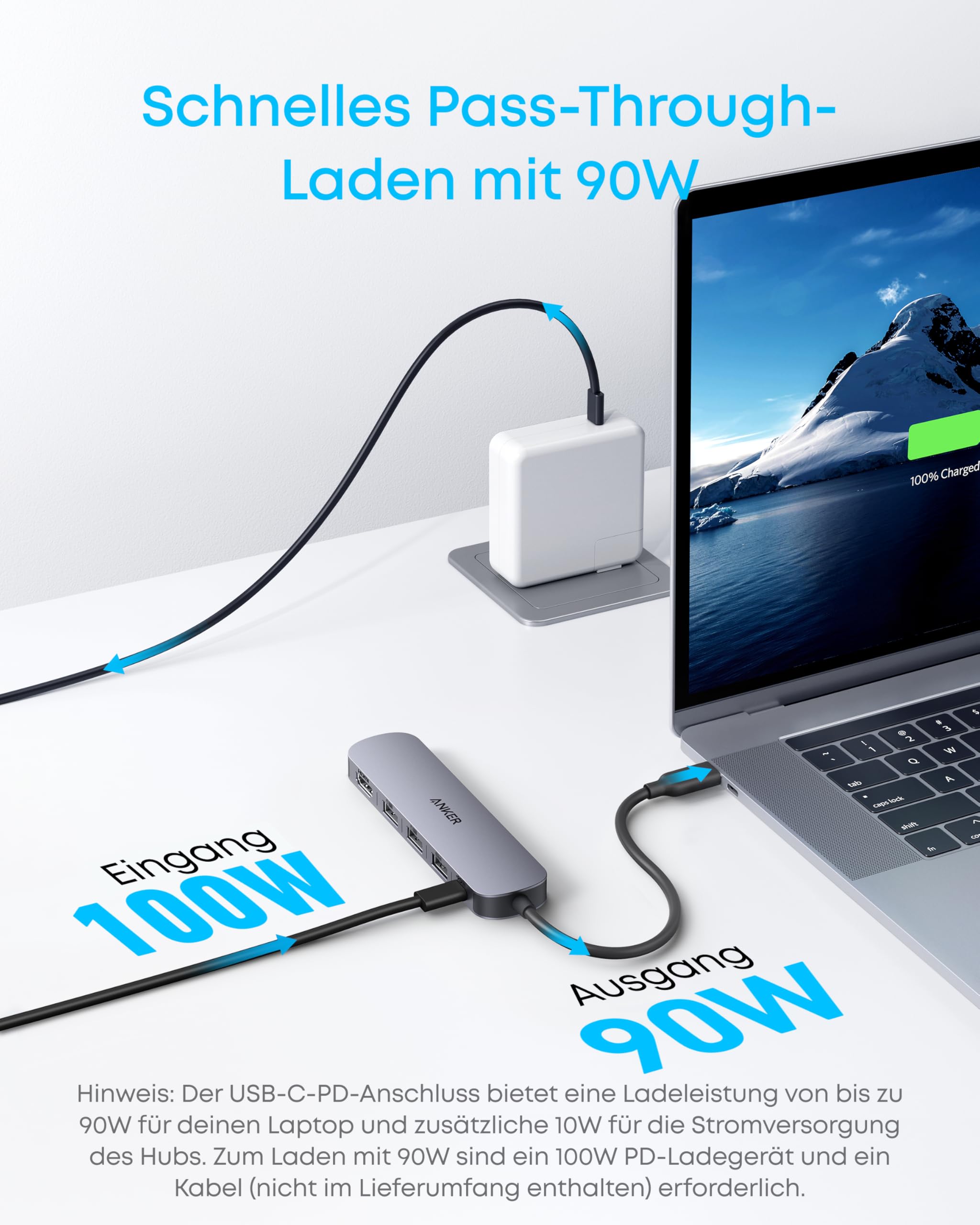 Anker USB C Hub (5-in-1), 4K@30Hz HDMI mit 90W Max. Power Delivery, USB-A Daten-Ports, kompakt und stylisch für MacBook, Dell XPS und mehr (Ladegerät Nicht enthalten) 3