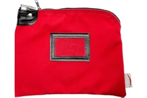 Cardinal bag supplies Locking Canvas Cash Bag with Keys – 9" x 12" Bank Deposit Bag with Pop-Up Lock and ID Cardholder for Secure Money Storage Safe, Made in USA (Red)