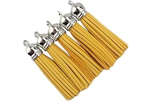 QIANHAILIZZ 30 Silver CCB 2-1/4 Inch Faux Suede Tassel Charm Keychain Cellphone Straps Z58