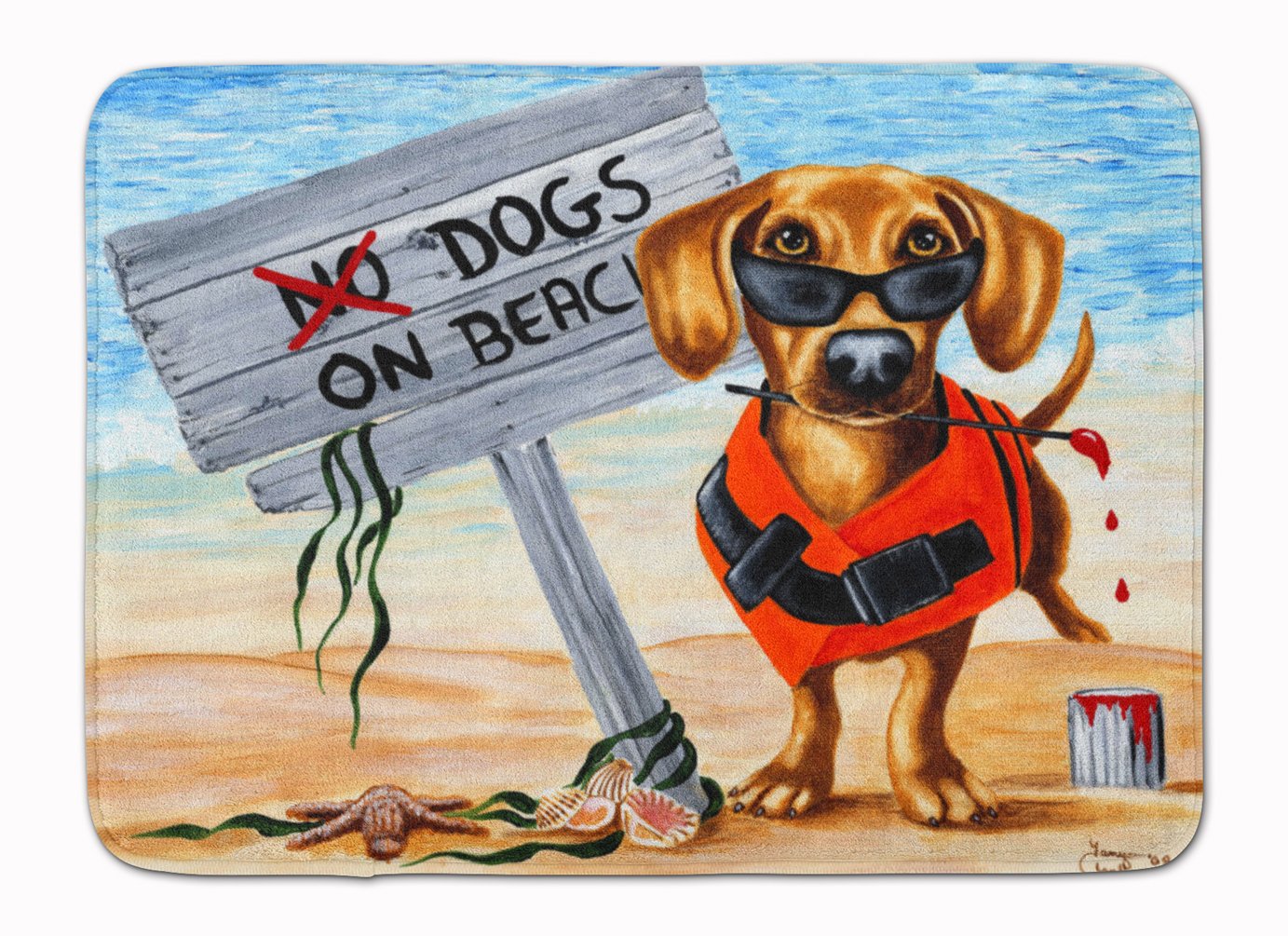 Caroline's Treasures The Dog Beach Dachshund Floor Mat, Multicolor, 19 inches x 27 inches