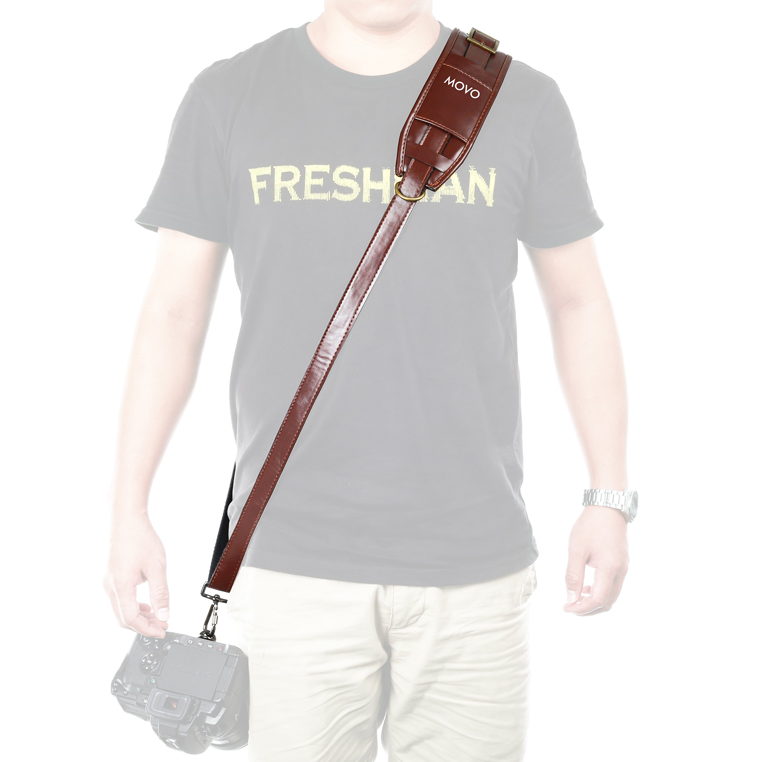 Movo MP-SS5 Vintage Rapid Camera Sling Strap with Quick Release Clip and Padded Shoulder Strap (Simulated Leather)