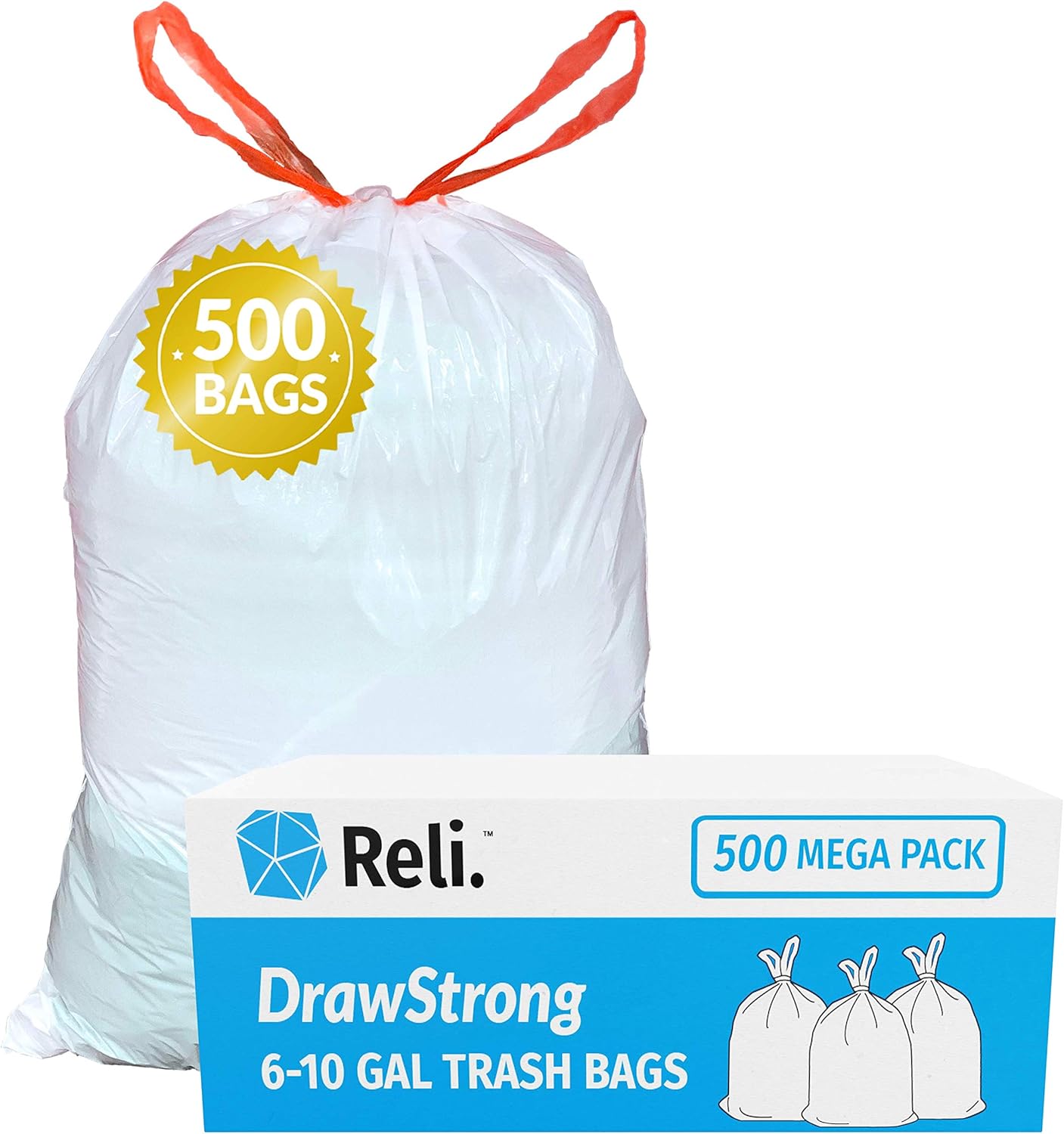 Reli. 8-10 Gallon Trash Bags Drawstring 