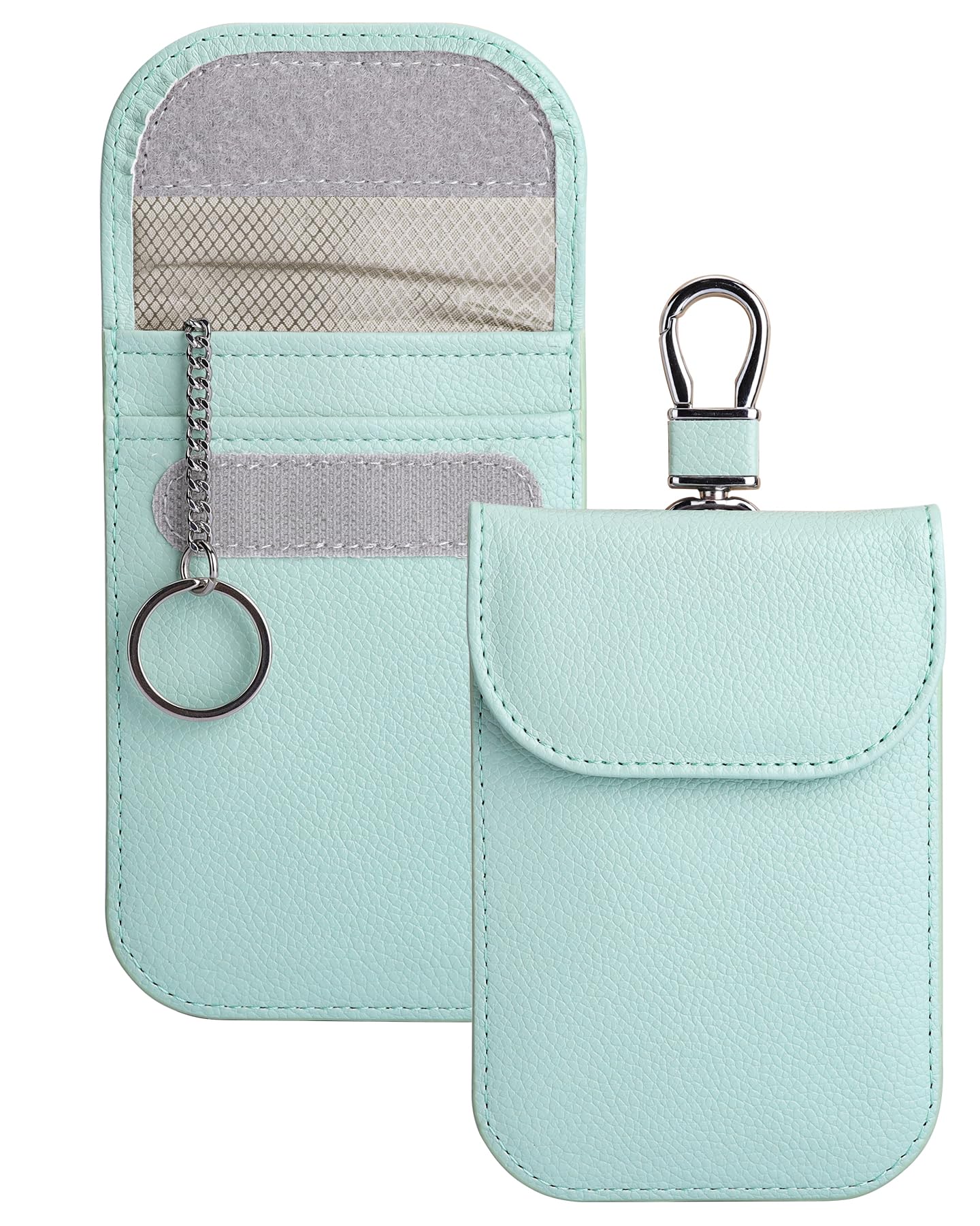 Teskyer 2 Pack Faraday Pouch for Car Keys, Keyless Car Key Signal Blocker Pouch, Rfid Key Pouch, Aqua Green