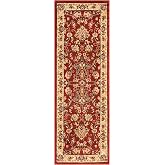 Unique Loom Sialk Hill Collection Area Rug - Washington (2' x 6' 1" Runner Burgundy/Cream)