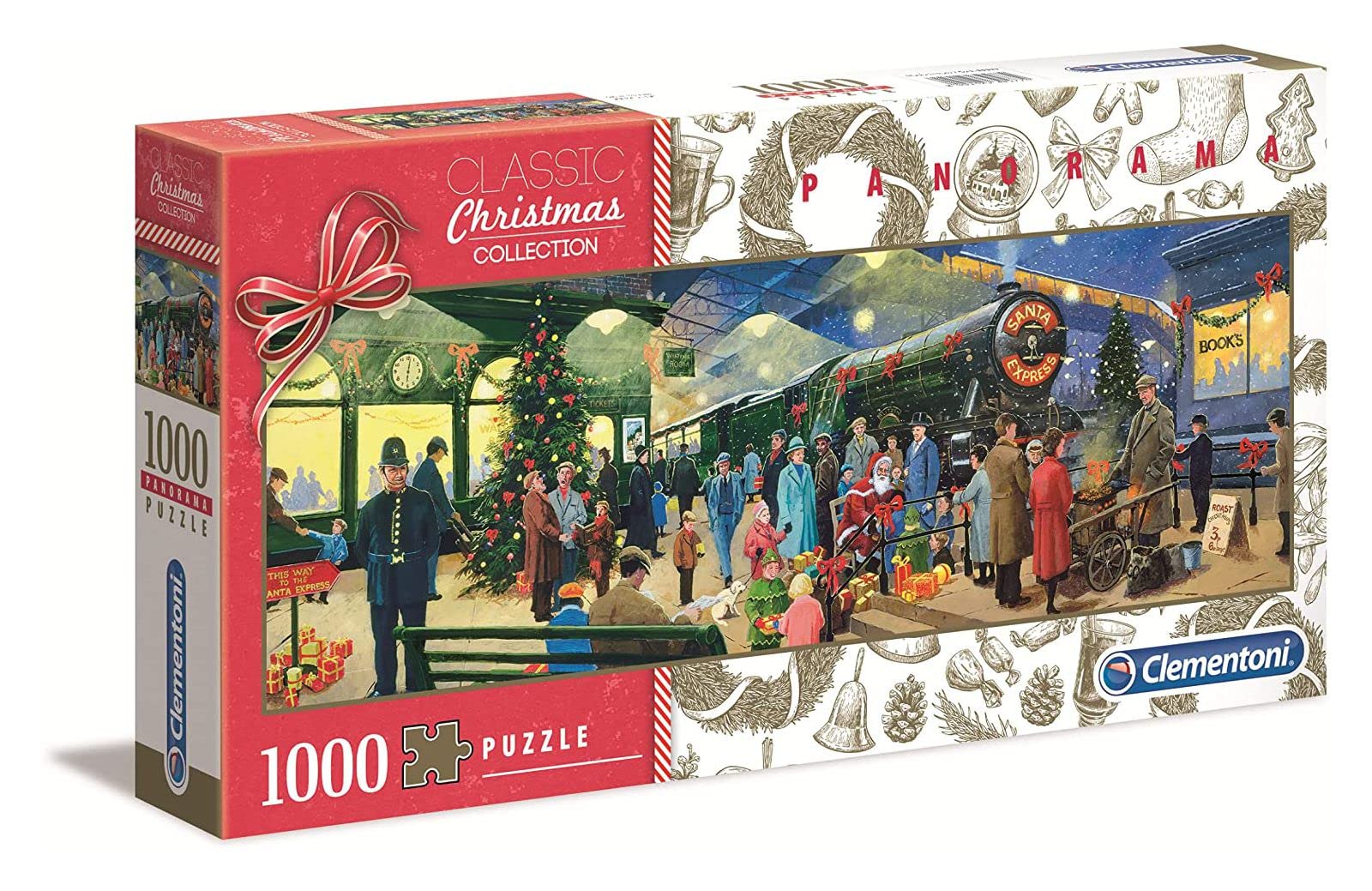Clementoni 39577 Collection – Panorama Christmas Santa 1000 Piece Made in Italy, Adult Jigsaw Puzzle, Multicolored