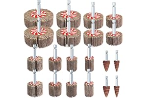 AUPREX 20 Pcs Abrasive Flap Wheel Sander Set, 80 Grits Drill Sander Attachment with 1/4 Inch Hex Shank, Die Grinder Sanding Wheel Accessories 10 Sizes