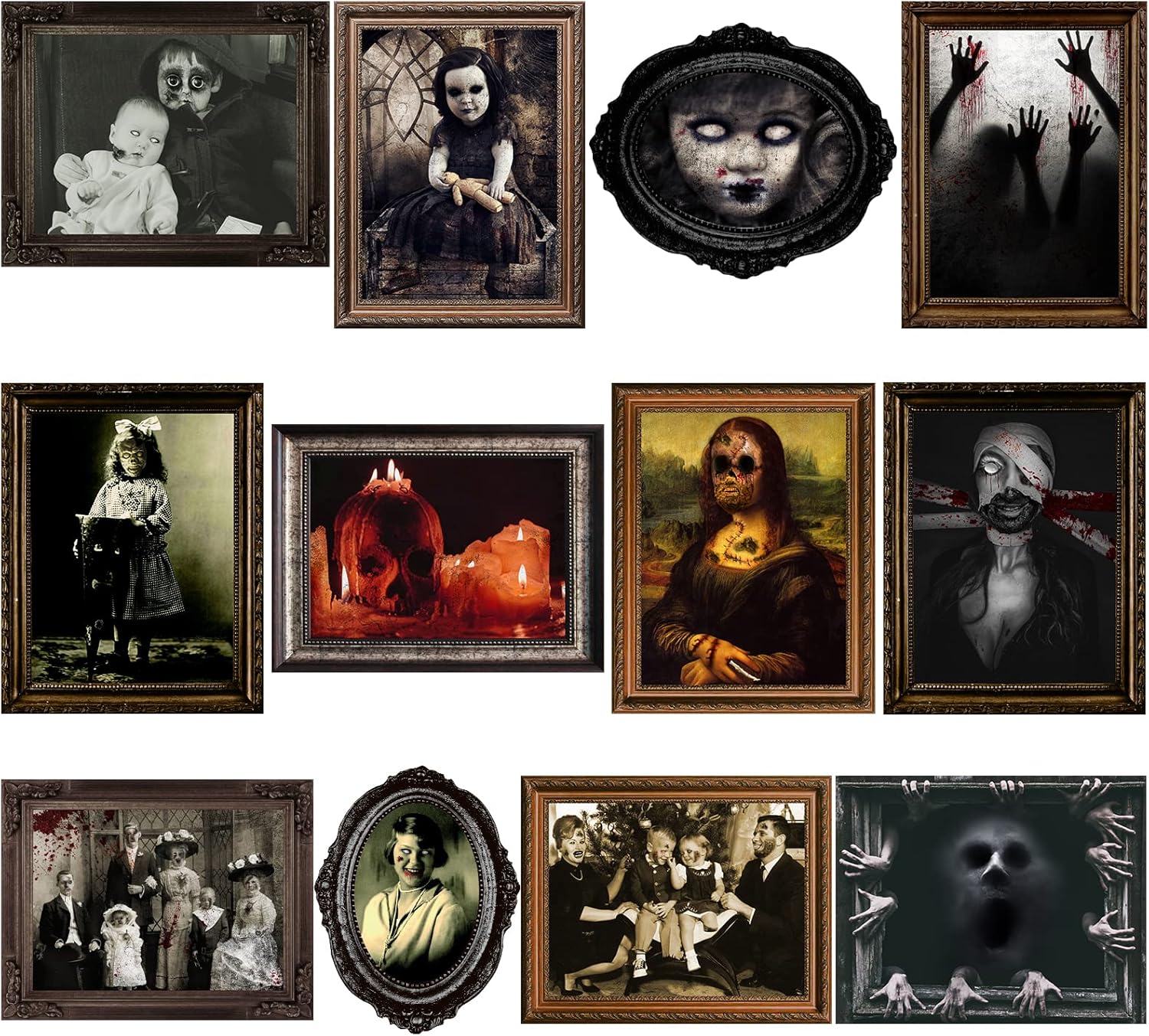 Wall Décor - Halloween Party Decorations 12 Pieces Disposable Haunted Pictures Gothic Manor Portraits Horror Pictures House Creepy Portraits Pictures Spooky Home Decor