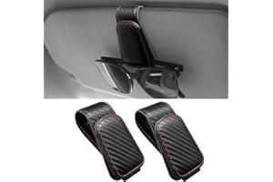 Anwlki Sunglasses Holder for Car Visor 2 Packs Magnetic Leather Sunglasses Visor Clip Glasses Eyeglass Hanger Ticket Card Cli