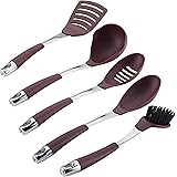 Circulon Harmony Utensil Kitchen Cooking Tools Set, 5 Piece, Merlot Red,47523
