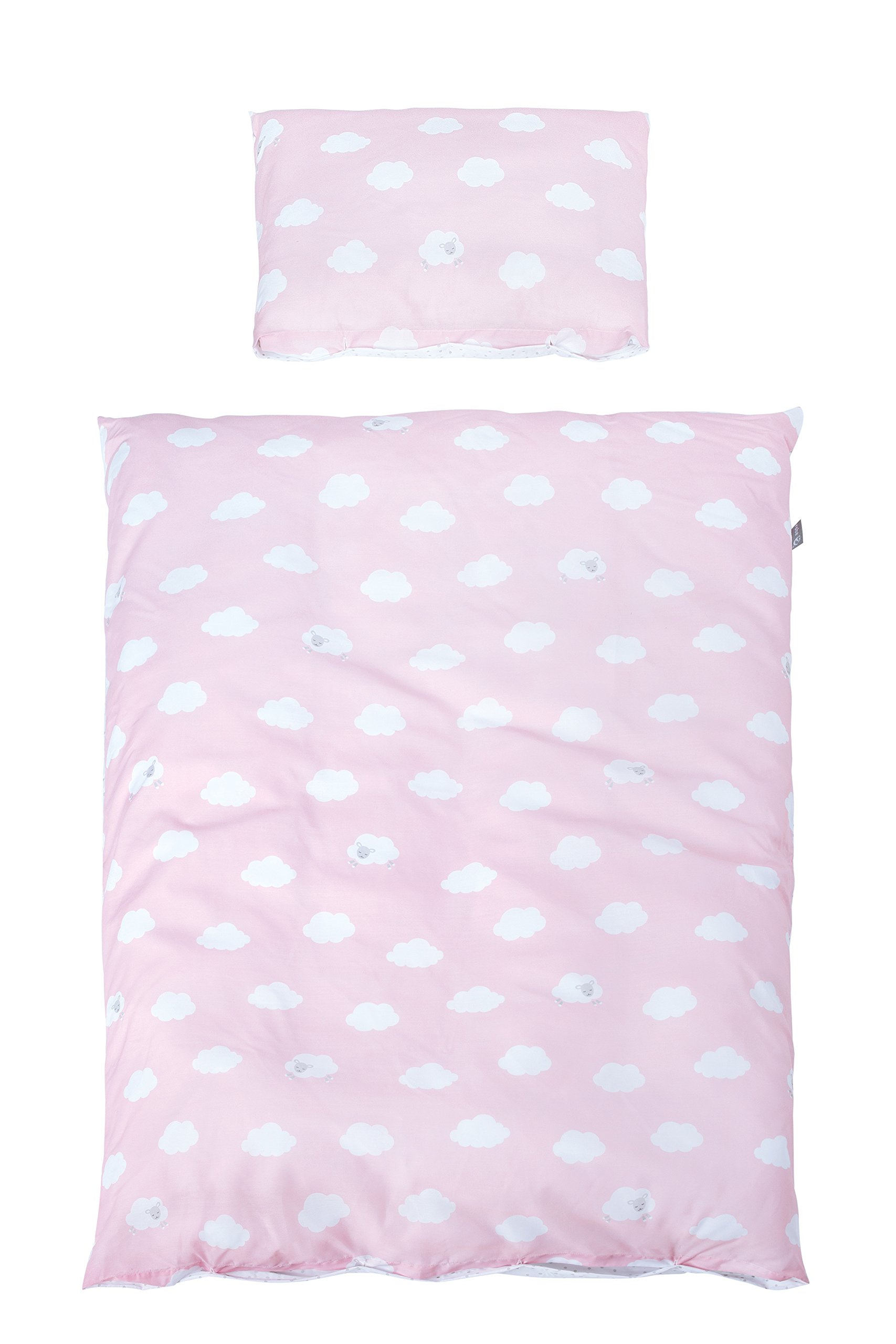 roba 2-piece bed linen set, collection 'Kleine Wolke, Cotton, Small cloud pink, 2 Stück (1er Pack)