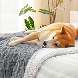 LE SURE Washable Dog Blanket Sherpa 100x120cm Waterproof Grey view 6