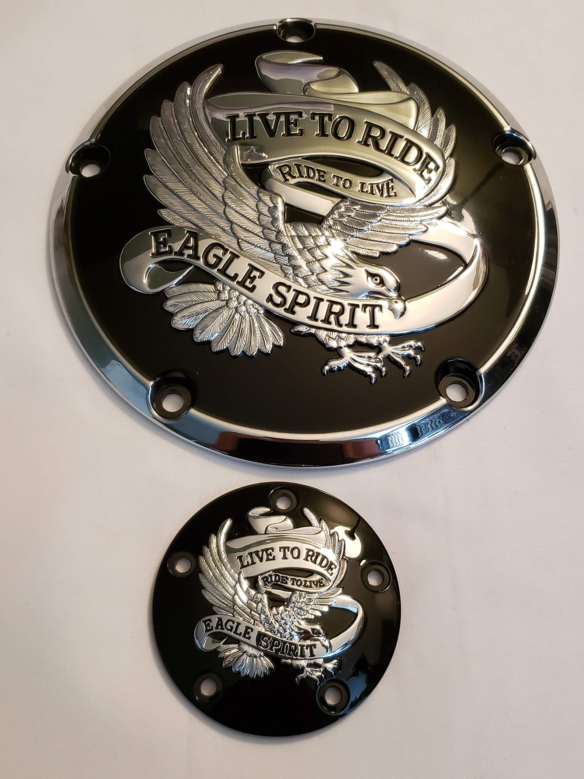Photo 1 of Gloss Black Live to Ride Derby Cover and Ignition Timing Cover Combo for Harley Twin Cam 1999-20