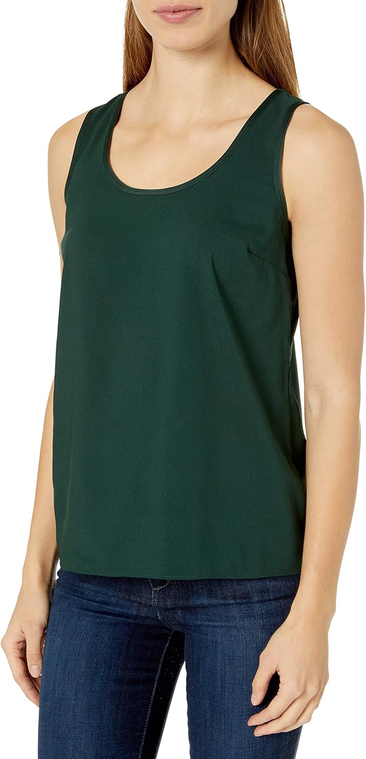 Amazon Brand - Lark & Ro Women's Sleeveless Satin Trim Woven Tank Top