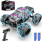 DEERC 1/16 Glowing Spider Remote Control Car - Fast RC Cars W/2 Rechargeable Batteries for 40 Min Play, All Terrain Off-Road Monster Truck Toys for Boys Kids Age 4-7 8-12 Birthday Xmas Gift